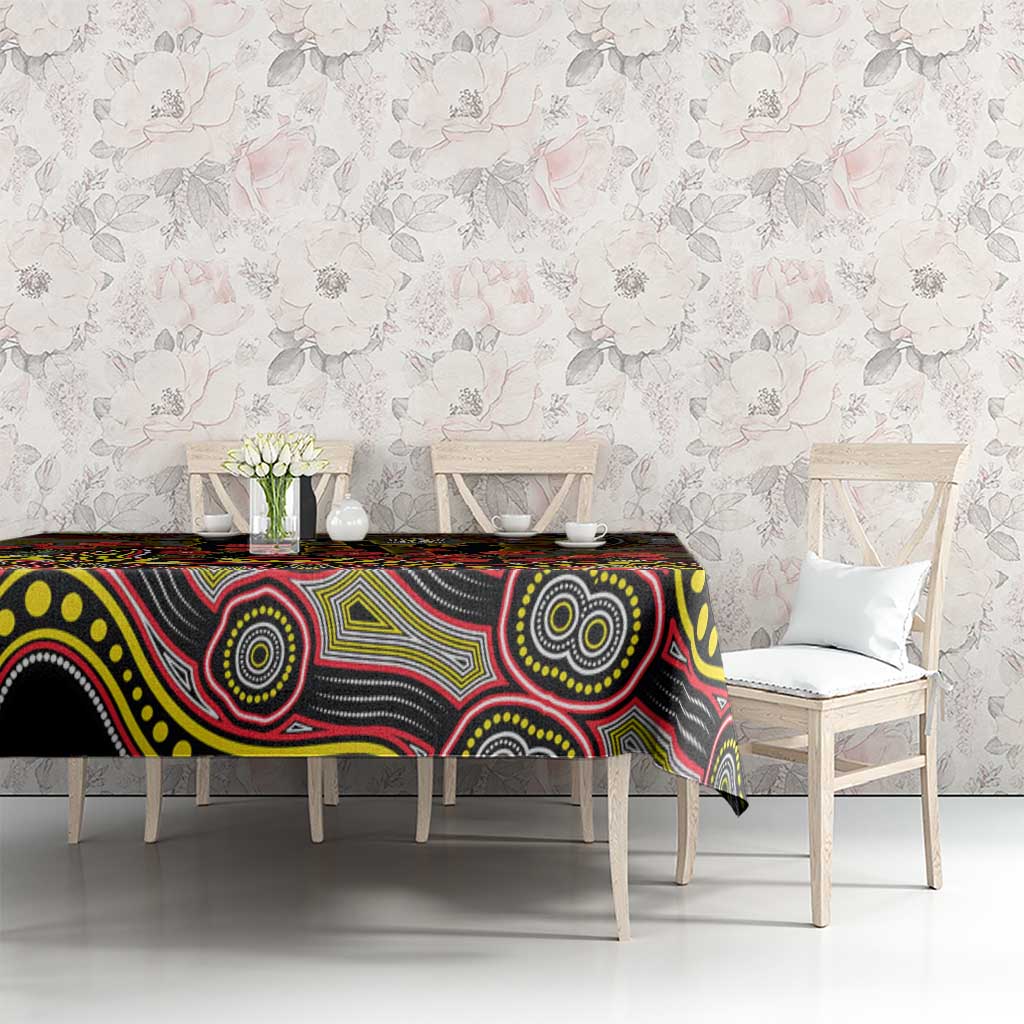 Richmond Tigers ANZAC Day Tablecloth Indigenous Dot Art with Poppy Flower Tribute