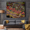 Richmond Tigers ANZAC Day Tapestry Indigenous Dot Art with Poppy Flower Tribute