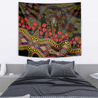 Richmond Tigers ANZAC Day Tapestry Indigenous Dot Art with Poppy Flower Tribute