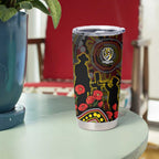 Richmond Tigers ANZAC Day Tumbler Cup Indigenous Dot Art with Poppy Flower Tribute
