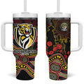 Richmond Tigers ANZAC Day Tumbler With Handle Indigenous Dot Art with Poppy Flower Tribute