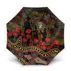 Richmond Tigers ANZAC Day Umbrella Indigenous Dot Art with Poppy Flower Tribute