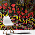 Richmond Tigers ANZAC Day Window Curtain Indigenous Dot Art with Poppy Flower Tribute