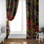 Richmond Tigers ANZAC Day Window Curtain Indigenous Dot Art with Poppy Flower Tribute