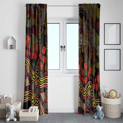 Richmond Tigers ANZAC Day Window Curtain Indigenous Dot Art with Poppy Flower Tribute