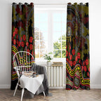 Richmond Tigers ANZAC Day Window Curtain Indigenous Dot Art with Poppy Flower Tribute