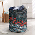 Port Adelaide Power ANZAC Day Laundry Basket Indigenous Dot Art with Poppy Flower Tribute