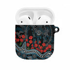 Port Adelaide Power ANZAC Day AirPods Case Indigenous Dot Art with Poppy Flower Tribute