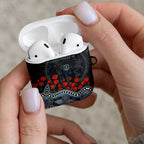 Port Adelaide Power ANZAC Day AirPods Case Indigenous Dot Art with Poppy Flower Tribute