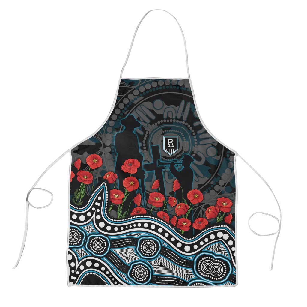 Port Adelaide Power ANZAC Day Apron Indigenous Dot Art with Poppy Flower Tribute