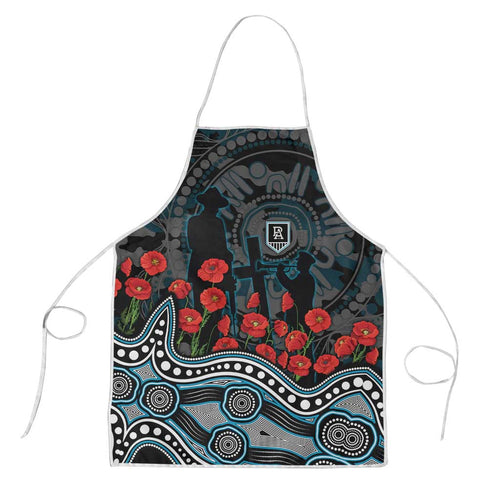 Port Adelaide Power ANZAC Day Apron Indigenous Dot Art with Poppy Flower Tribute