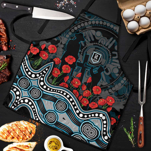 Port Adelaide Power ANZAC Day Apron Indigenous Dot Art with Poppy Flower Tribute