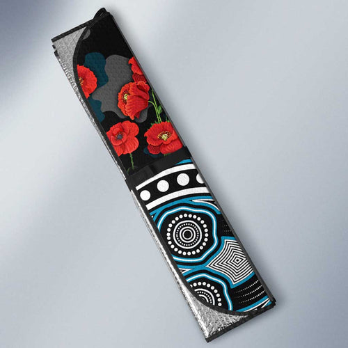 Port Adelaide Power ANZAC Day Auto Sun Shade Indigenous Dot Art with Poppy Flower Tribute