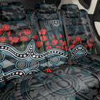 Port Adelaide Power ANZAC Day Back Car Seat Cover Indigenous Dot Art with Poppy Flower Tribute