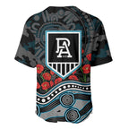 Port Adelaide Power ANZAC Day Baseball Jersey Indigenous Dot Art with Poppy Flower Tribute