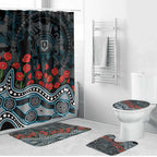 Port Adelaide Power ANZAC Day Bathroom Set Indigenous Dot Art with Poppy Flower Tribute