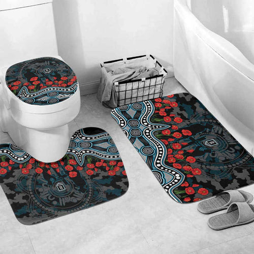 Port Adelaide Power ANZAC Day Bathroom Set Indigenous Dot Art with Poppy Flower Tribute