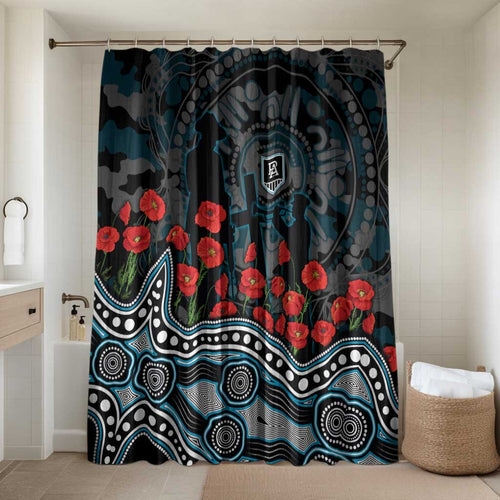 Port Adelaide Power ANZAC Day Bathroom Set Indigenous Dot Art with Poppy Flower Tribute