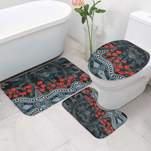 Port Adelaide Power ANZAC Day Bathroom Set Indigenous Dot Art with Poppy Flower Tribute