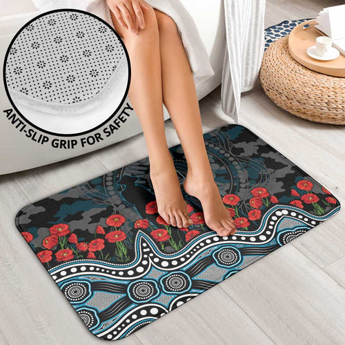 Port Adelaide Power ANZAC Day Bathroom Set Indigenous Dot Art with Poppy Flower Tribute