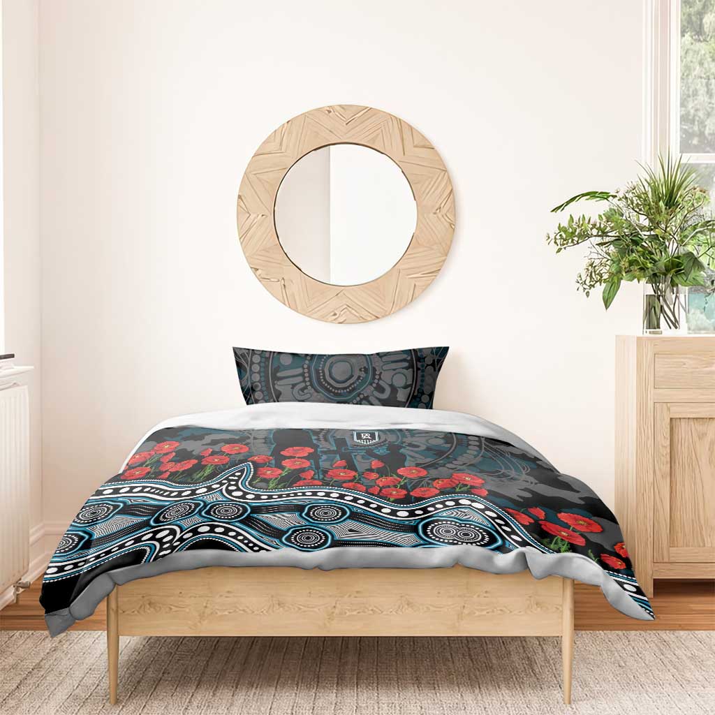 Port Adelaide Power ANZAC Day Bedding Set Indigenous Dot Art with Poppy Flower Tribute