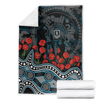 Port Adelaide Power ANZAC Day Blanket Indigenous Dot Art with Poppy Flower Tribute