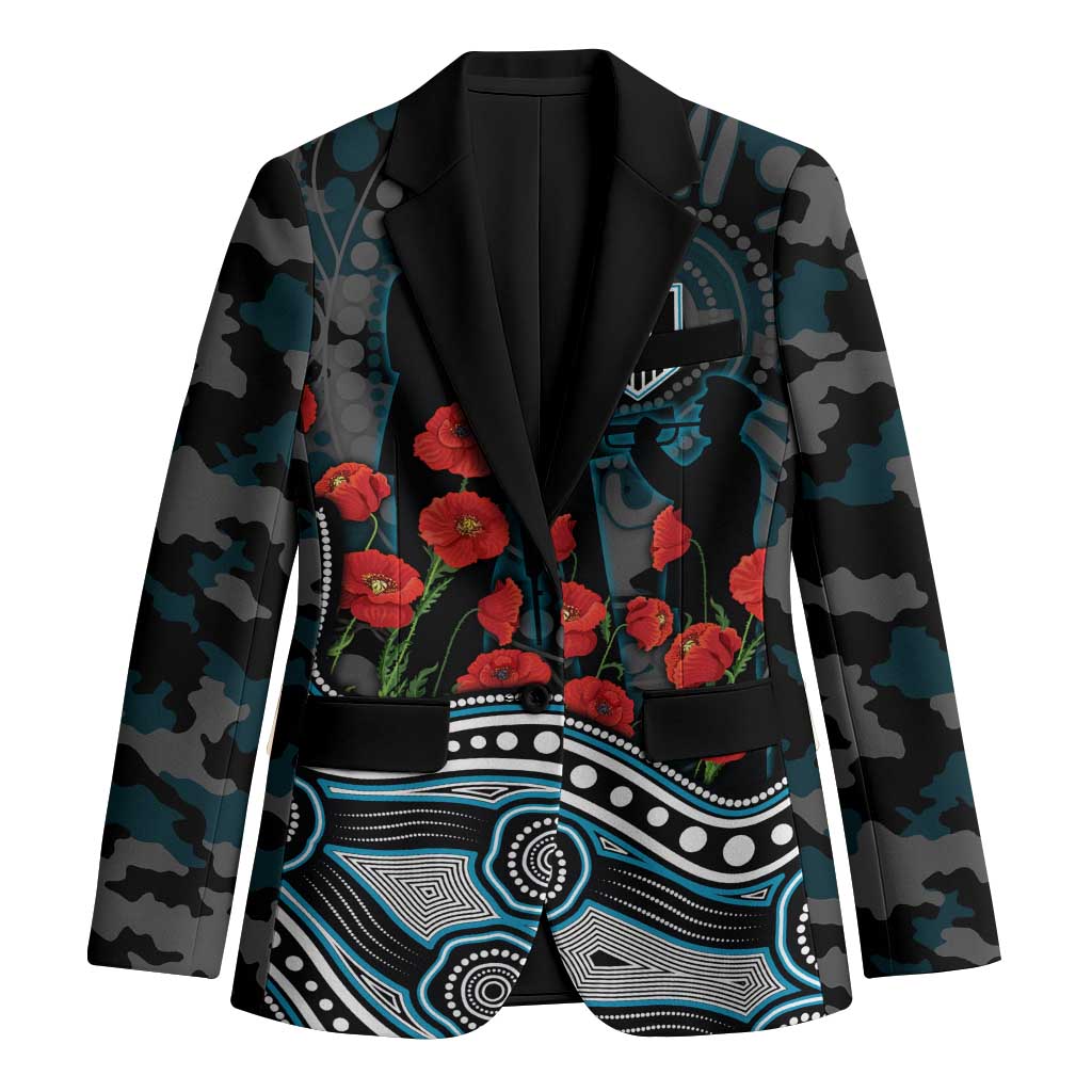 Port Adelaide Power ANZAC Day Blazer Indigenous Dot Art with Poppy Flower Tribute