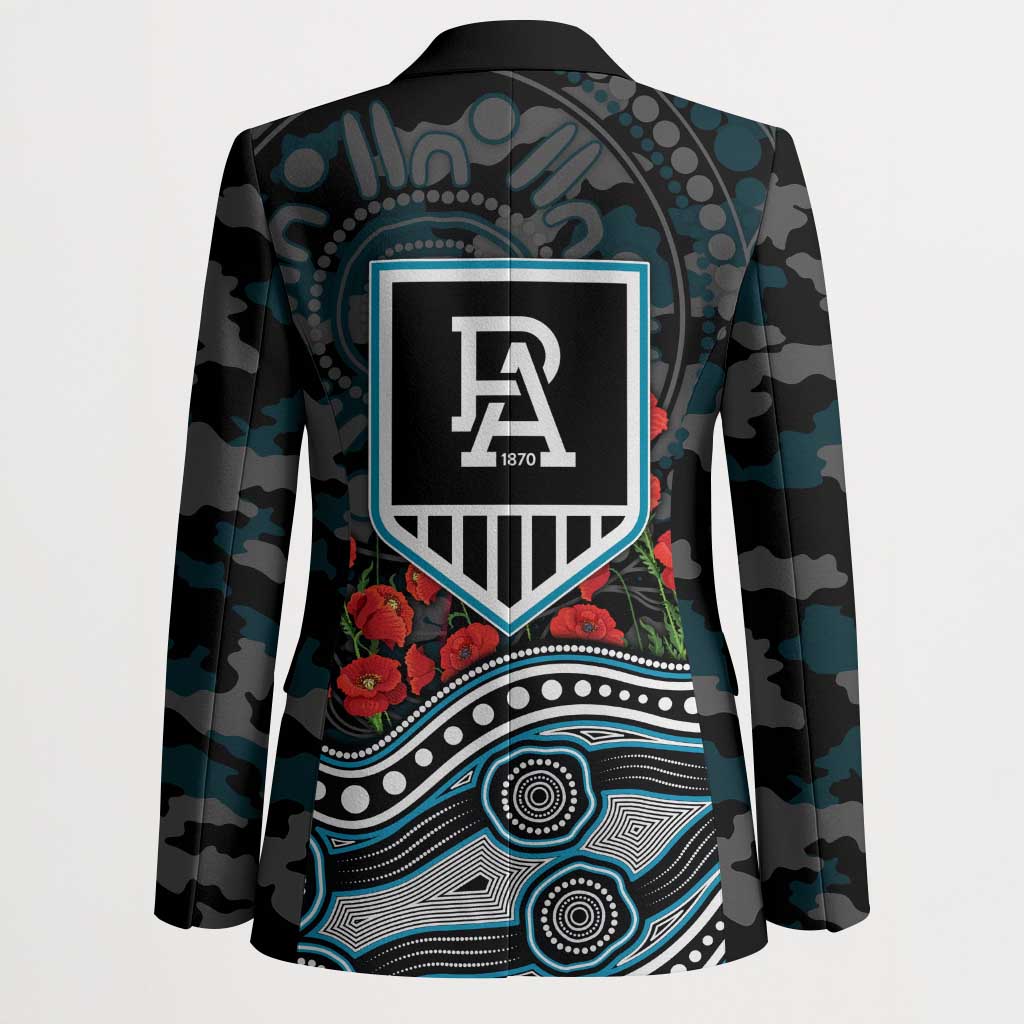 Port Adelaide Power ANZAC Day Blazer Indigenous Dot Art with Poppy Flower Tribute