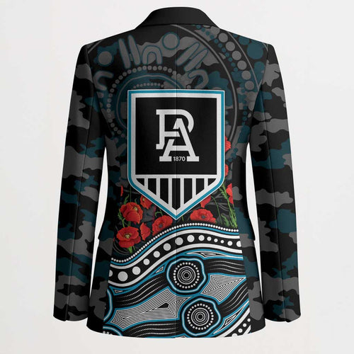 Port Adelaide Power ANZAC Day Blazer Indigenous Dot Art with Poppy Flower Tribute