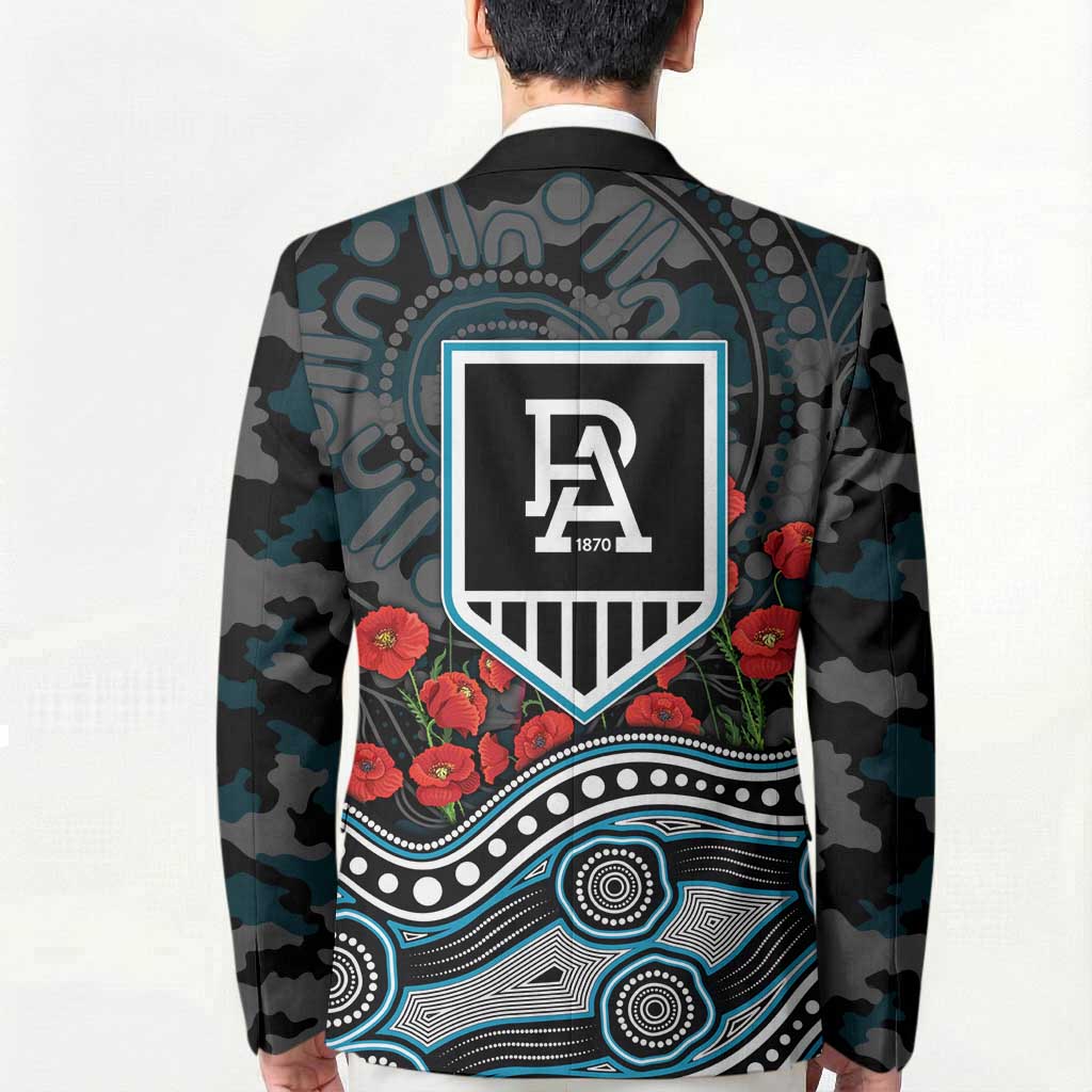 Port Adelaide Power ANZAC Day Blazer Indigenous Dot Art with Poppy Flower Tribute