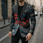 Port Adelaide Power ANZAC Day Blazer Indigenous Dot Art with Poppy Flower Tribute
