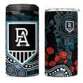 Port Adelaide Power ANZAC Day 4 in 1 Can Cooler Tumbler Indigenous Dot Art with Poppy Flower Tribute