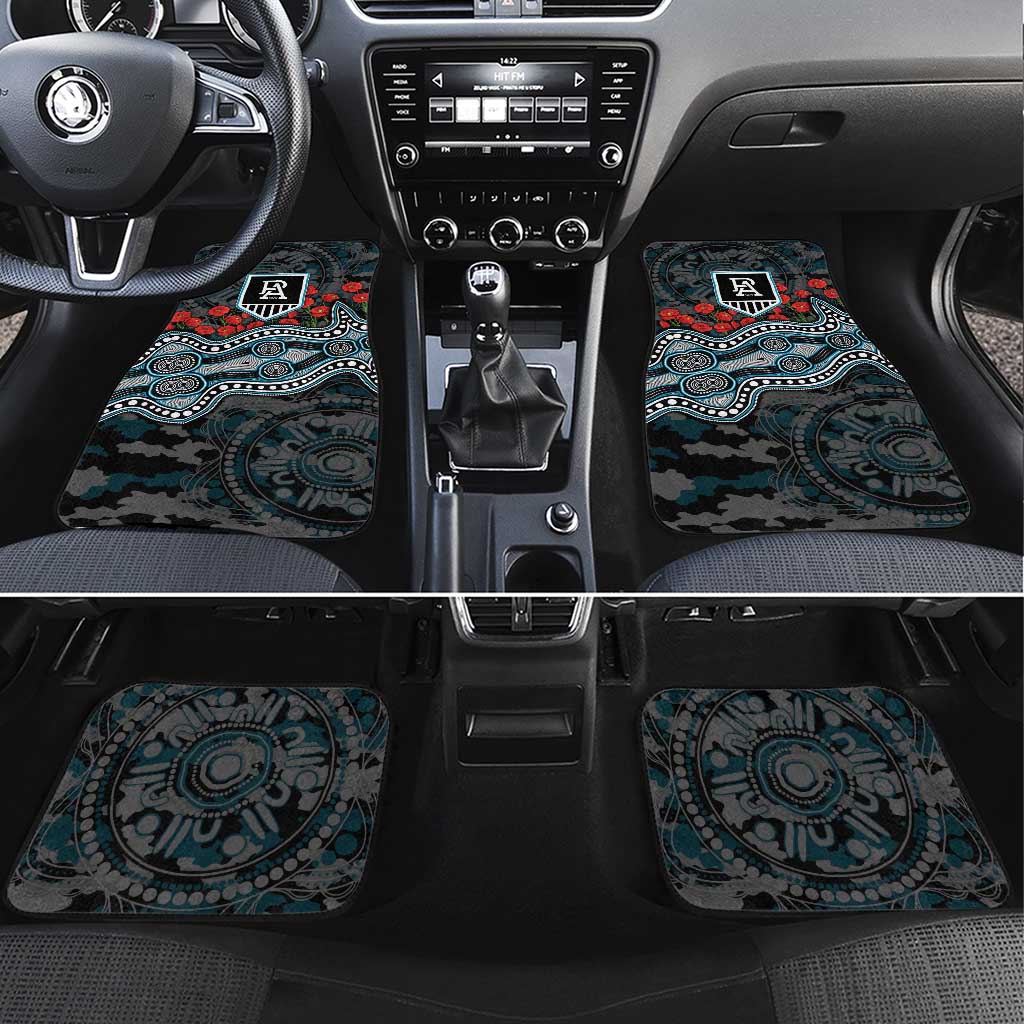 Port Adelaide Power ANZAC Day Car Mats Indigenous Dot Art with Poppy Flower Tribute