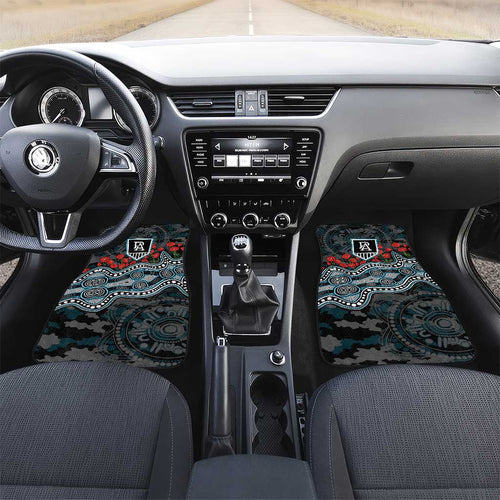 Port Adelaide Power ANZAC Day Car Mats Indigenous Dot Art with Poppy Flower Tribute