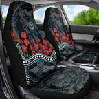 Port Adelaide Power ANZAC Day Car Seat Cover Indigenous Dot Art with Poppy Flower Tribute