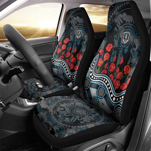 Port Adelaide Power ANZAC Day Car Seat Cover Indigenous Dot Art with Poppy Flower Tribute