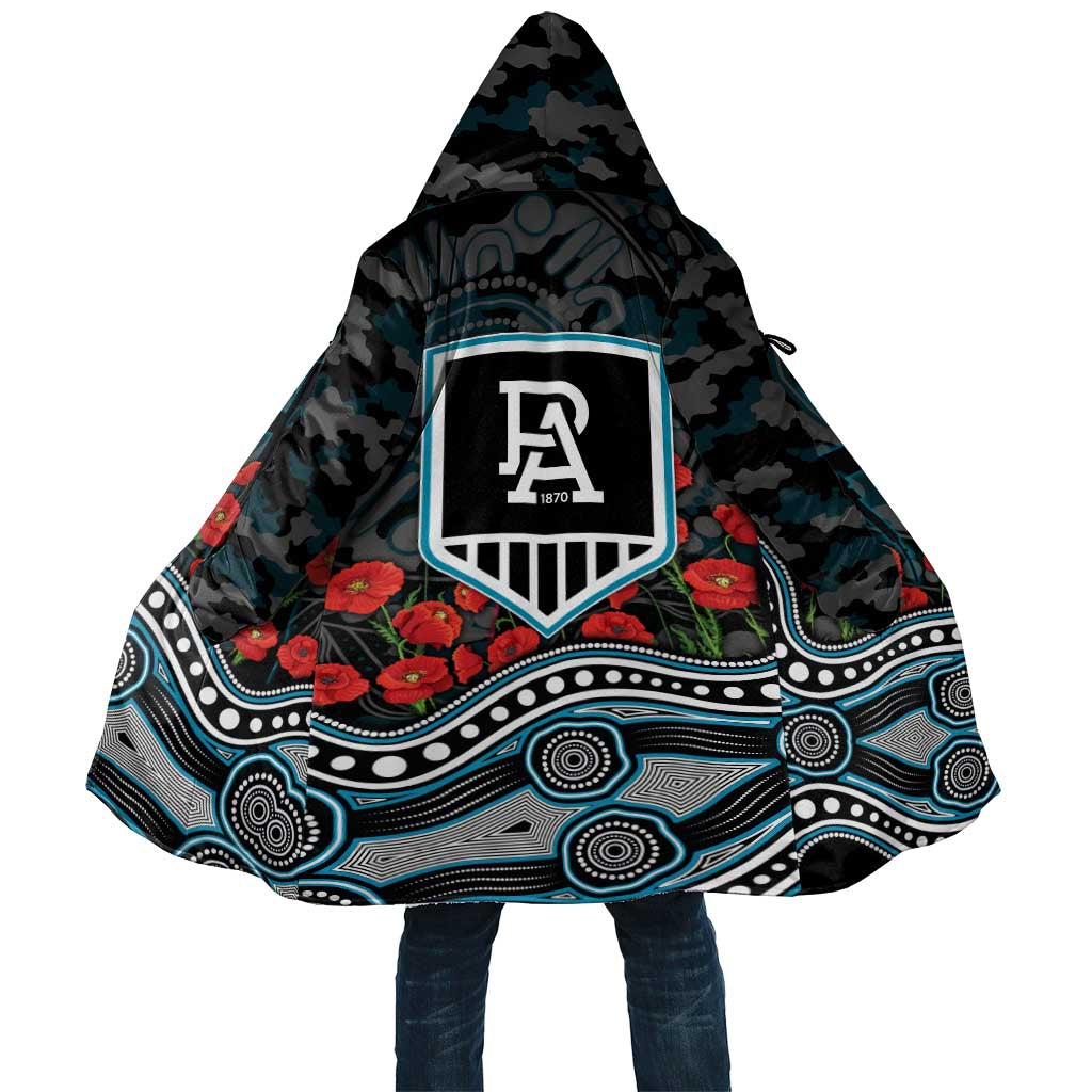 Port Adelaide Power ANZAC Day Cloak Indigenous Dot Art with Poppy Flower Tribute