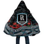 Port Adelaide Power ANZAC Day Cloak Indigenous Dot Art with Poppy Flower Tribute