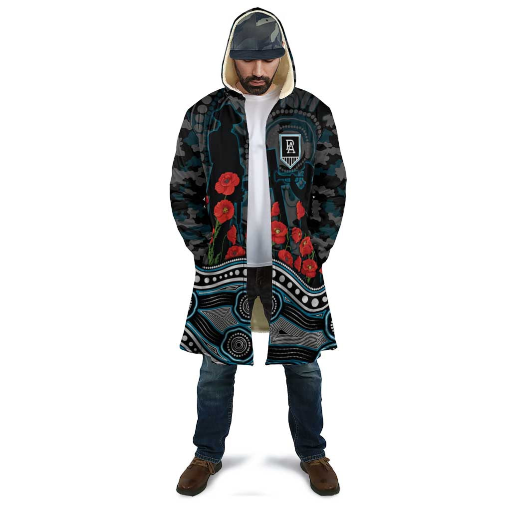 Port Adelaide Power ANZAC Day Cloak Indigenous Dot Art with Poppy Flower Tribute