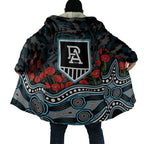 Port Adelaide Power ANZAC Day Cloak Indigenous Dot Art with Poppy Flower Tribute
