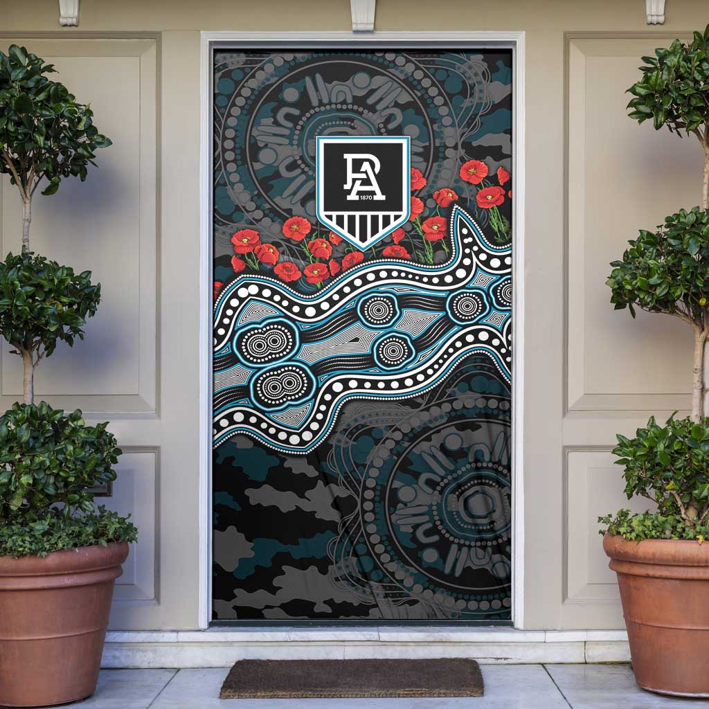 Port Adelaide Power ANZAC Day Door Cover Indigenous Dot Art with Poppy Flower Tribute