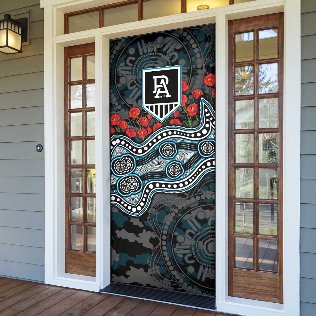 Port Adelaide Power ANZAC Day Door Cover Indigenous Dot Art with Poppy Flower Tribute