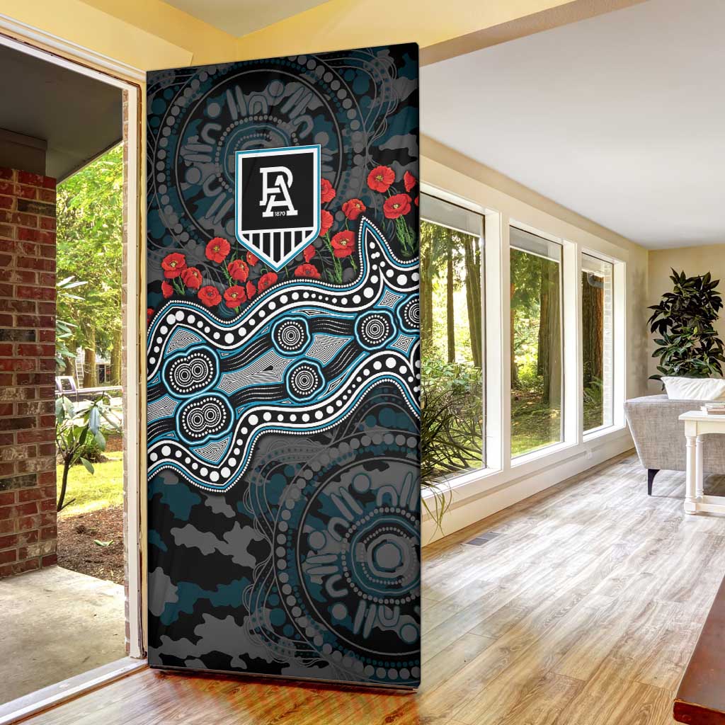 Port Adelaide Power ANZAC Day Door Cover Indigenous Dot Art with Poppy Flower Tribute