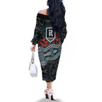 Port Adelaide Power ANZAC Day Family Matching Off The Shoulder Long Sleeve Dress and Hawaiian Shirt Indigenous Dot Art with Poppy Flower Tribute