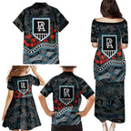Port Adelaide Power ANZAC Day Family Matching Puletasi and Hawaiian Shirt Indigenous Dot Art with Poppy Flower Tribute