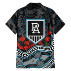 Port Adelaide Power ANZAC Day Family Matching Puletasi and Hawaiian Shirt Indigenous Dot Art with Poppy Flower Tribute