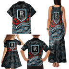 Port Adelaide Power ANZAC Day Family Matching Tank Maxi Dress and Hawaiian Shirt Indigenous Dot Art with Poppy Flower Tribute