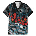 Port Adelaide Power ANZAC Day Family Matching Tank Maxi Dress and Hawaiian Shirt Indigenous Dot Art with Poppy Flower Tribute