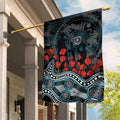 Port Adelaide Power ANZAC Day Garden Flag Indigenous Dot Art with Poppy Flower Tribute