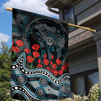 Port Adelaide Power ANZAC Day Garden Flag Indigenous Dot Art with Poppy Flower Tribute